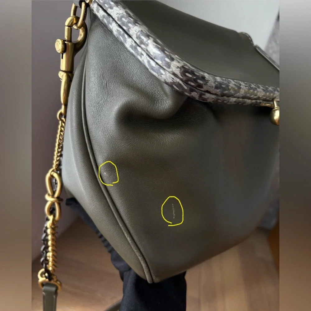 COACH Rider Bag 24 With Snakeskin Detail in Moss